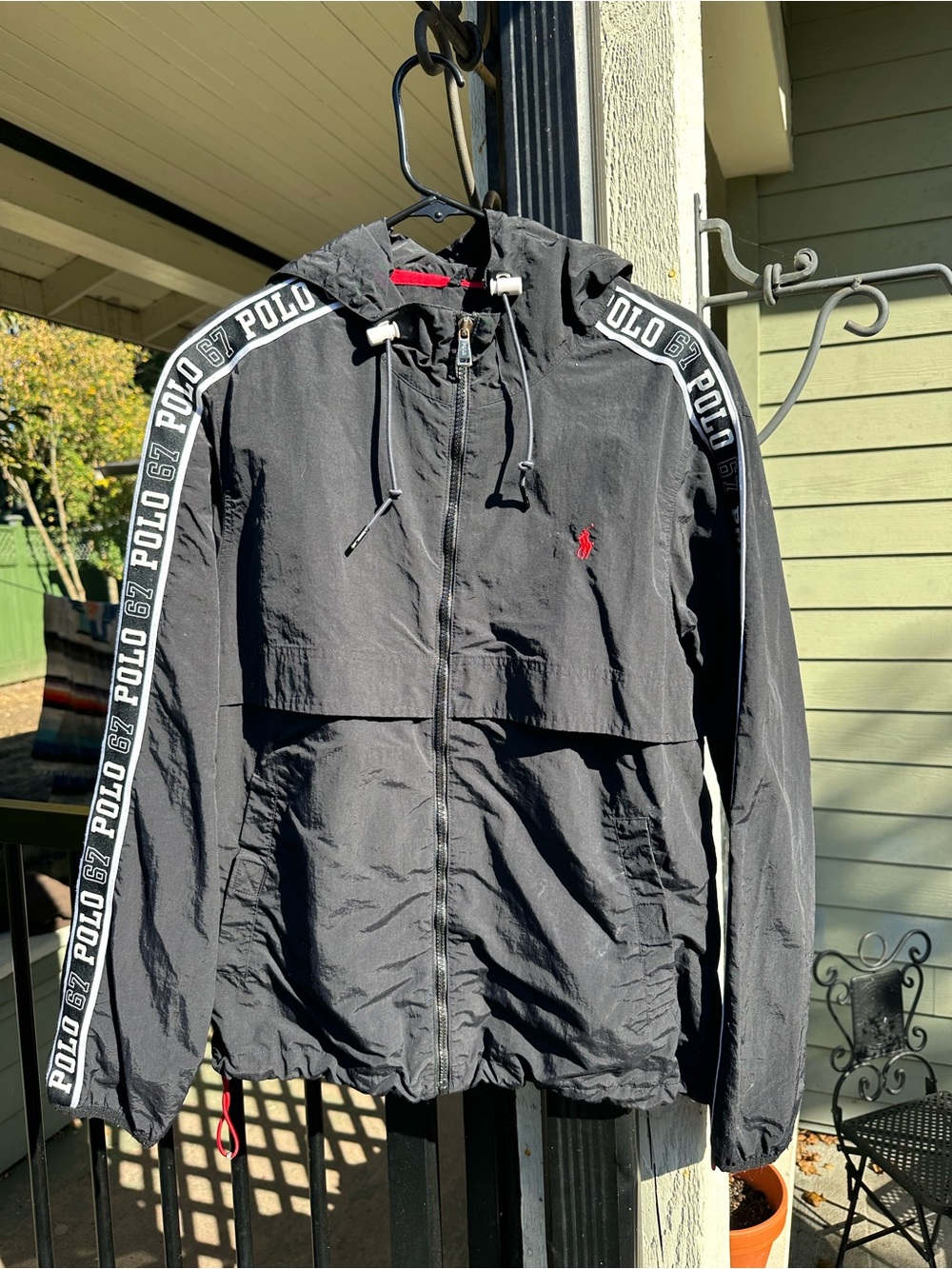 Polo by Ralph Lauren Black Hooded Windbreaker Jacket Men’s Size Medium